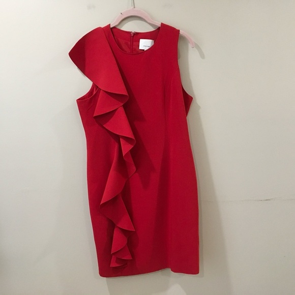 Cinq à Sept Red Ruffle Mini Dress - Picture 3 of 8